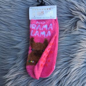 No Drama Llama Velour Non-slip 2-pack socks